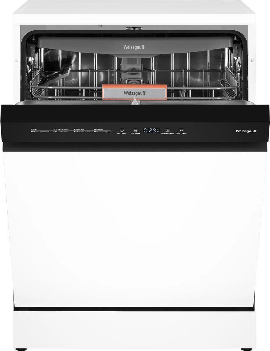 Посудомоечная машина WEISSGAUFF DW 6038 W Inverter,  полноразмерная, напольная, 60см, загрузка 14 комплектов, белая [437359]